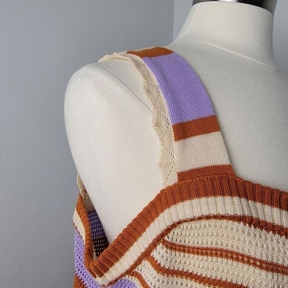 ELOQUII Elements Plus Size Boho Crochet Stripe Peplum Top Size 18/20 - Picture 8 of 13